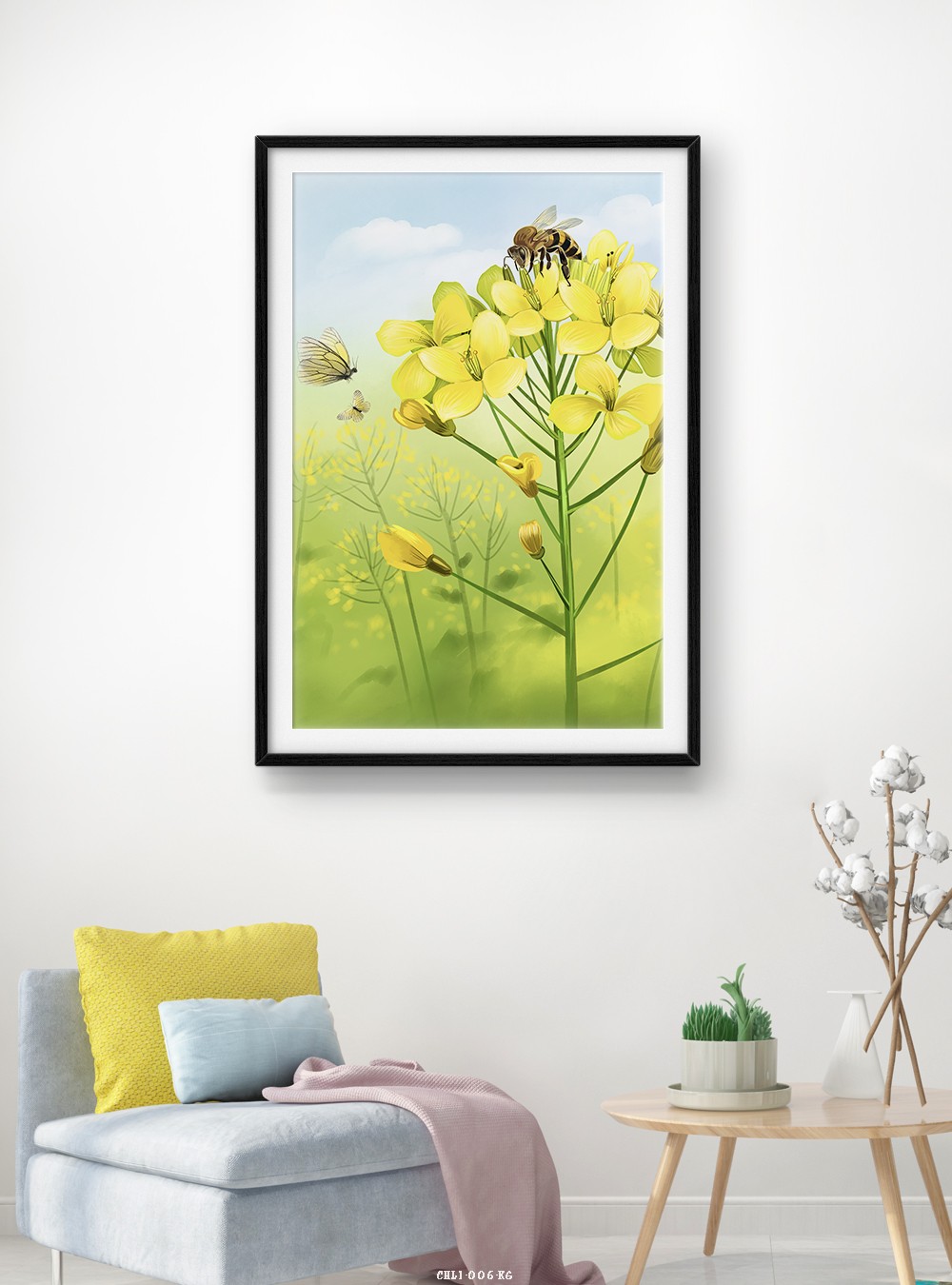 Hoa lá tranh vẽ CHL1-006-KG